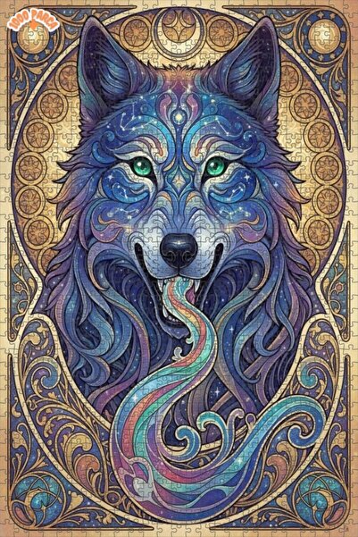 Esranın Dünyası Starry Sky Wolf Art Puzzle Double-Layer Framed Wooden Puzzle ...