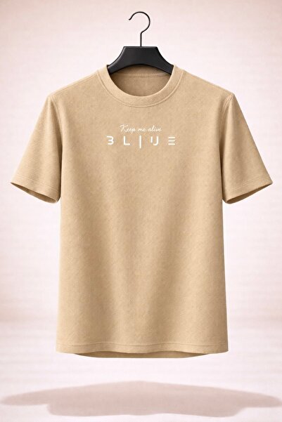 BAROS Men's Waffle Fabric Crew Neck Injection Printed T-Shirt
