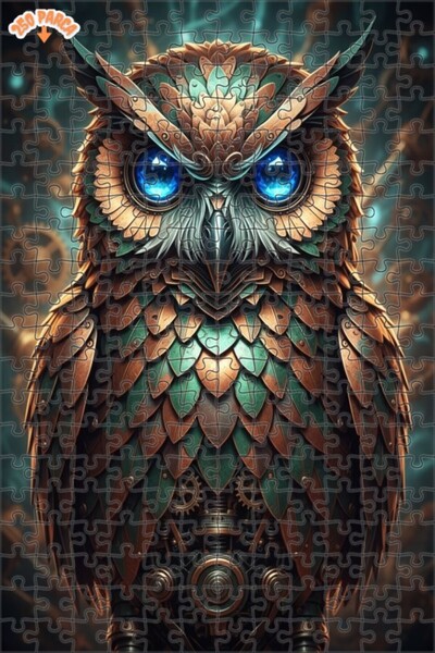 Esranın Dünyası Mechanical Owl Art Double Layer Framed Wooden Puzzle 250 Piec...