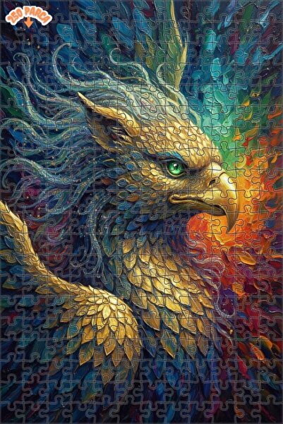 Esranın Dünyası Golden Winged Mythical Creature Oil Painting Double-Layer Fra...