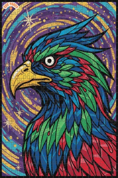 Esranın Dünyası Majestic Eagle Art Double-Layer Framed Wooden Puzzle 500 Piec...