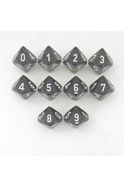 Chessex Ημιδιαφανές Πολυεδρικό Σετ Δεκαεδρών (d10) - Καπνί/Λευκό