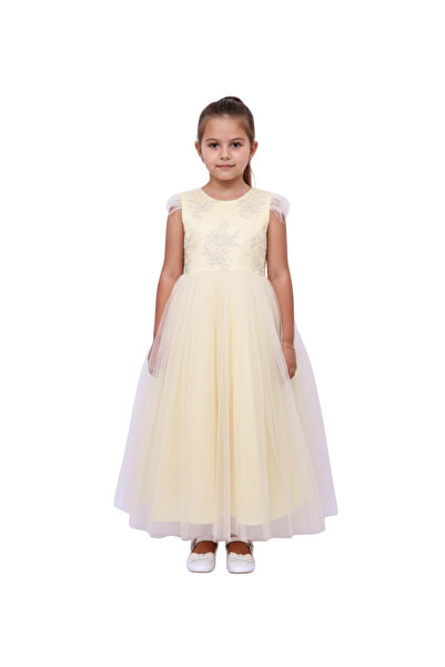 ddaniela - Long Party Dress with Patterns Cream Colour