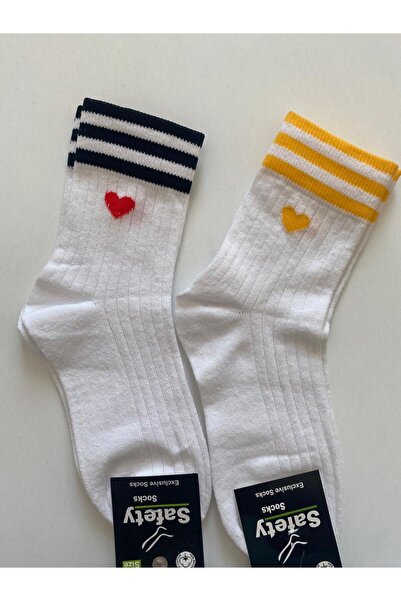 TMR Striped Heart Des Patterned Nç%Adult Unisex 2-Pack Socks