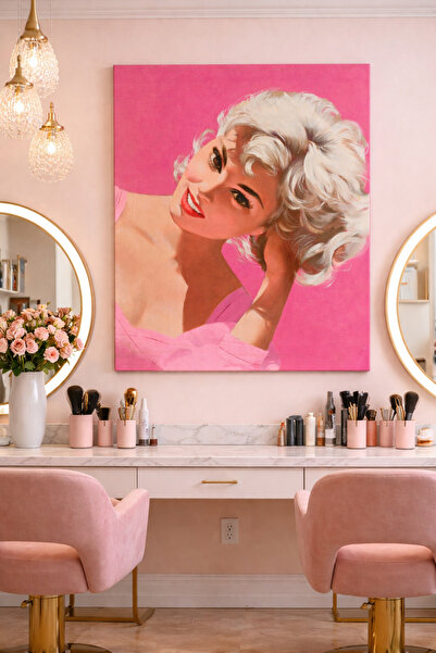 EvimeTablo Retro Kadın Portre Kanvas Tablo – Kuaför & Güzellik Salonu Duvar D...