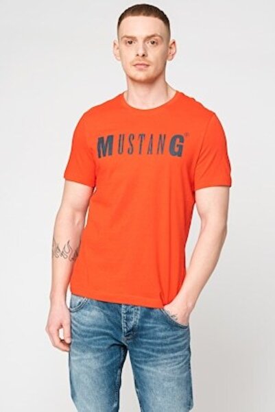 Mustang Tricou din bumbac cu imprimeu logo Alex, roșu, albastru închis, S