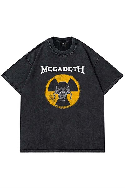 Trendiz Unisex Megadeth Radioactive Yıkamalı Tshirt Antrasit
