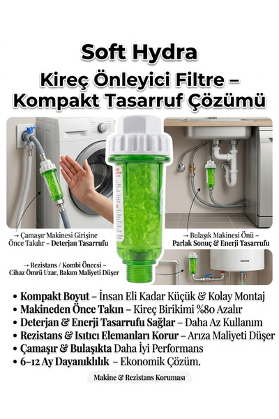 Softhydra Çamaşır ve Bulaşık Makinesi Kireç Önleyici Filtre - Silifoz Kristal...