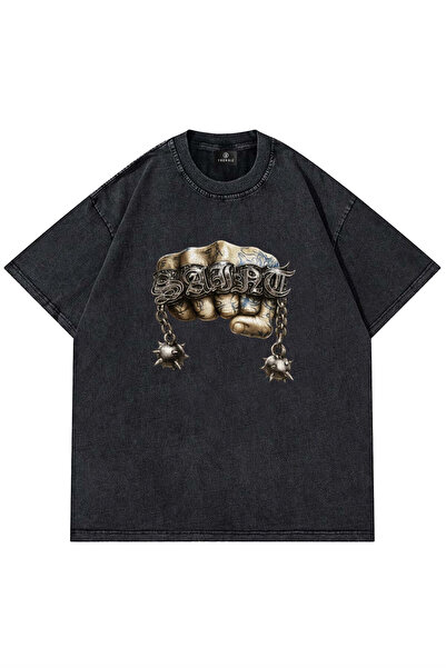 Trendiz Μπλουζάκι Unisex Saint Ring που πλένεται, σε χρώμα Ανθρακί