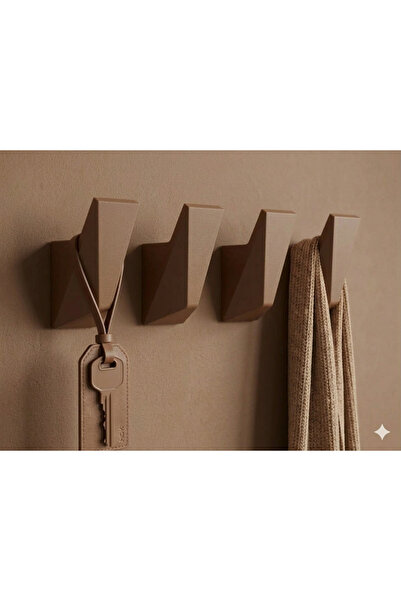 AKT 4'lü Modern Duvar Askılık - Güçlü Yapışkanlı Minimalist ve Geometrik Bany...