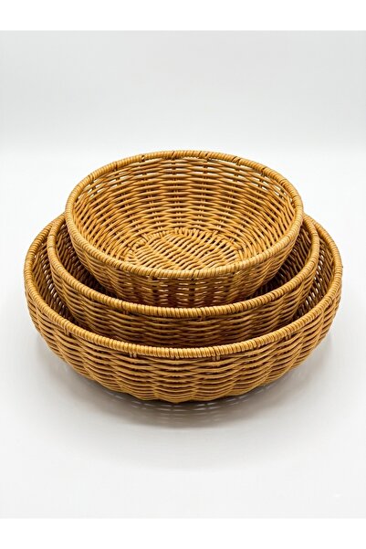 humazeyy Üçlü hasır yuvarlak ekmek sepeti-düzenleyici