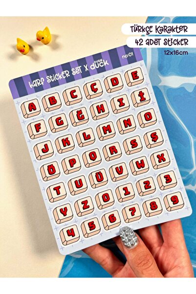 OverDuck Türkçe Harf & Sayı Sticker Seti – 42 Adet Bullet Journal & Scrapbook...