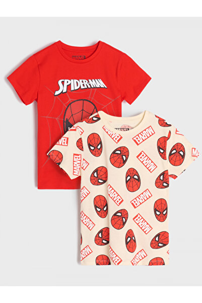 SPIDERMAN Set de 2 tricouri cu mânecă scurtă din bumbac 134 CM 8-9 ani Roșu