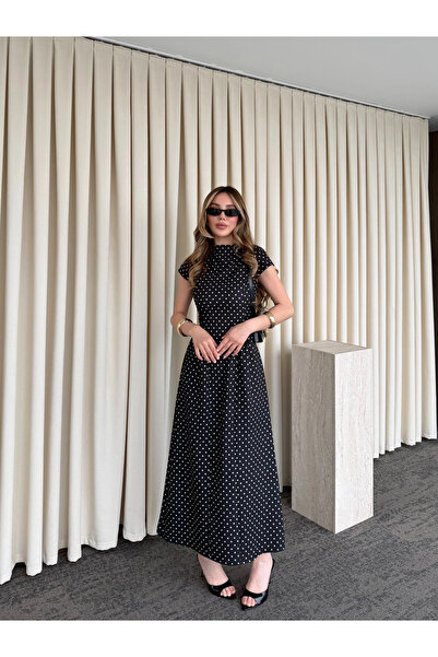 Laluvia Rochie lungă neagră, pachet de cu buline - 5092