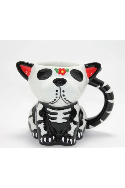 Epilons Day of the Dead 3D Embossed Porcelain Mug with Dog Figure Alk4896