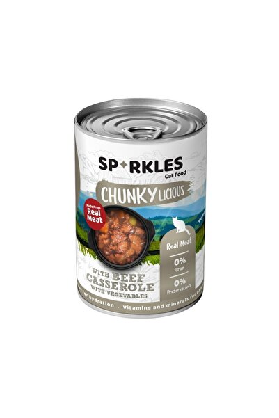SPARKLES Wet Cat Food with Beef & Vegetables – Real Meat Chunks in Beef Casse...