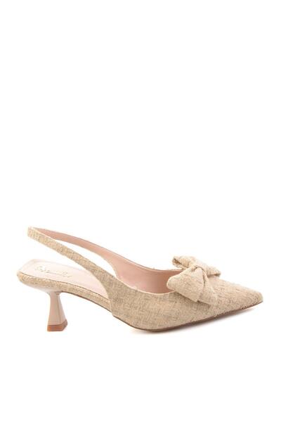 Bambi Bej Desenli Kadın Klasik Topuklu Ayakkabı K01231363204