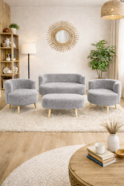 DEKOR MOBİLYACIM Helsinki Puf Koltuk Seti 4'lü Koltuk Takımı