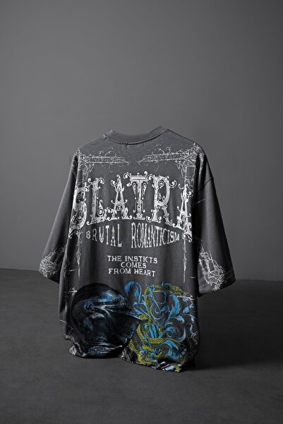 Slatra Tricou pentru bărbați Smoked Brutal Romaticism cu imprimeu supradimens...