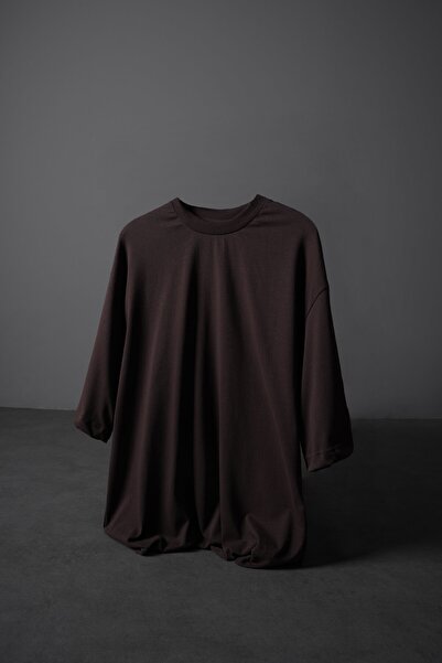 Slatra Ανδρικό μπλουζάκι καφέ oversized Basic