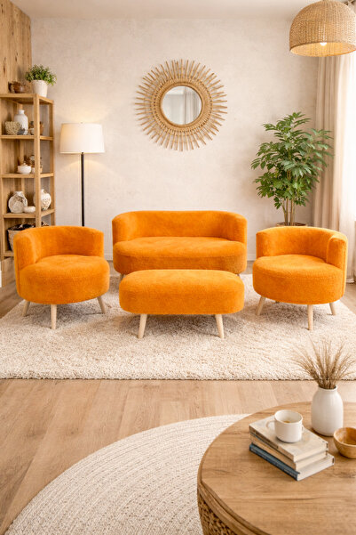 DEKOR MOBİLYACIM Helsinki Puf Koltuk Seti 4'lü Koltuk Takımı