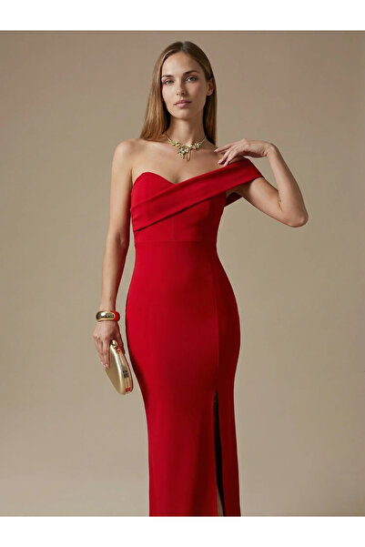 INFLUENCER Women's One-Shoulder Slit Evening Dress