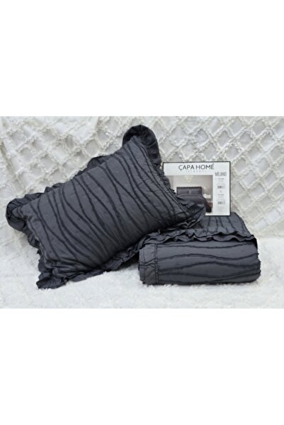 Çapa Home Milano Stone Wash Sakallı Ultrasonic Fırfırlı Çift Kişilik Yatak Ör...