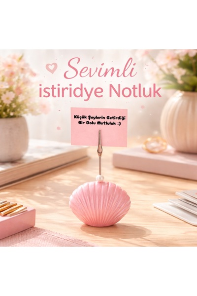 Mira Tasarım İstiridye Not Tutucu Ve Fotoğraf Tutucu - Pembe İstiridye Notluk
