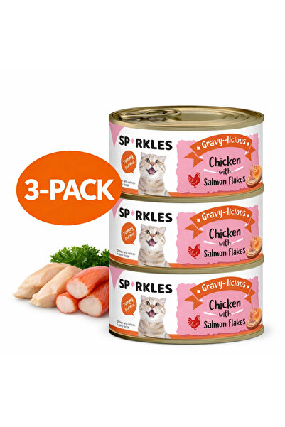 SPARKLES طعام القطط الرطب من غرافي-ليشوس، بنكهة الدجاج مع السلمون، 80 غرام × ...