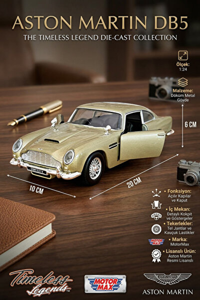 craftivio MotorMax 1:24 Aston Martin DB5 Die-Cast Model Araba - Açılır Kapılı...