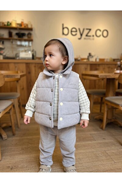 Hippıl Baby Hooded Sweatshirt - Vest Set 3-Piece Set