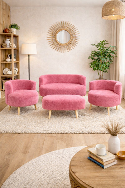 DEKOR MOBİLYACIM Helsinki Puf Koltuk Seti 4'lü Koltuk Takımı