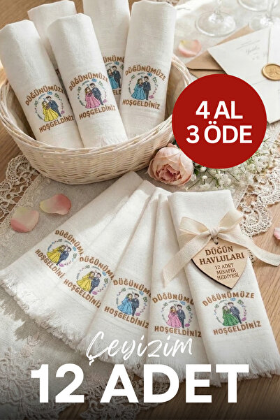 Çeyizim 12 Adet Düğün Havlusu | Nişan - Sünnet Havlusu | Konvoy - Araba Havlu...
