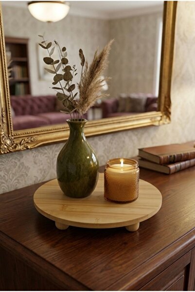 Dolduran Dekor Ahşap organizer top ayaklı sunum tabağı pasta & kek standı 25 cm