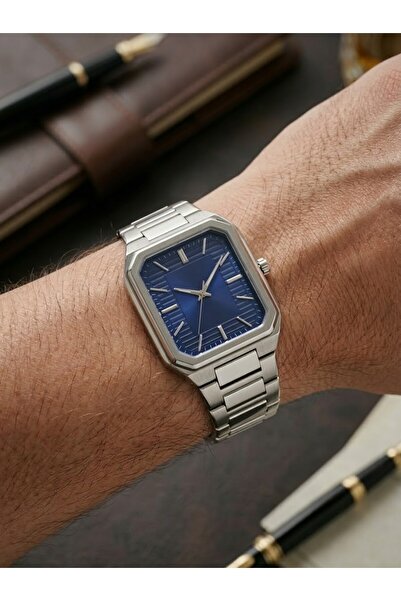 Leerybee Şık ve Karizmatik Dikdörtgen Kasa Metal Kordon Erkek Saati - Kutulu ...