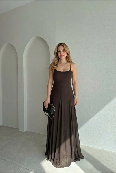 Miss Beyoğlu Women's Degaje Collar Maxi Dress