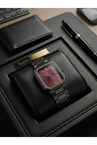 Leerybee Stylish and Charismatic Rectangular Case Metal Strap Men's Watch - w...