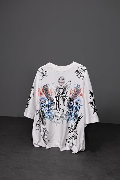 Slatra تيشيرت رجالي أبيض اللون من La Familia Es Todo مقاس كبير