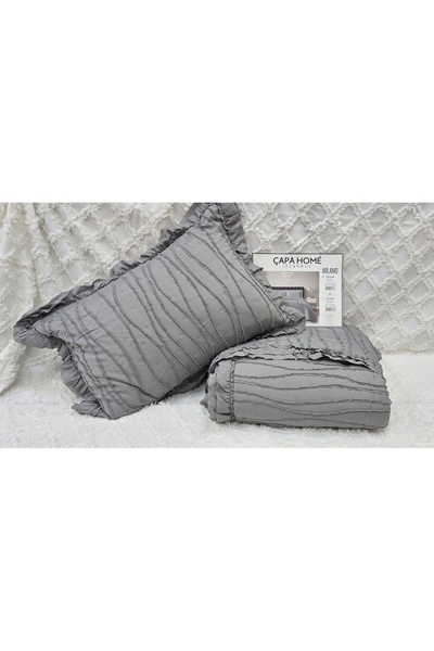Çapa Home Milano Stone Wash Sakallı Ultrasonic Fırfırlı Çift Kişilik Yatak Ör...