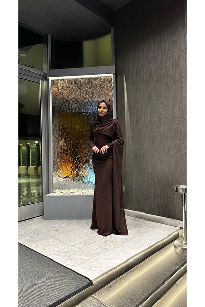 Bess Store Hijab Tailed Glittery Liva Evening Dress