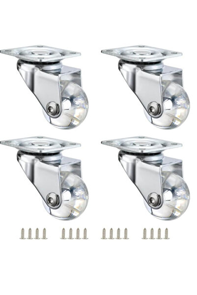 I Best FZE Swivel Caster Wheels 1.5 Inch, Clear Crystal Casters for Furniture...