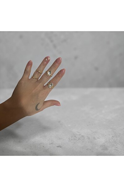 Mimoza Accessories طقم خواتم نسائية عتيقة من الذهب عيار مرصّع بالأحجار - مجمو...