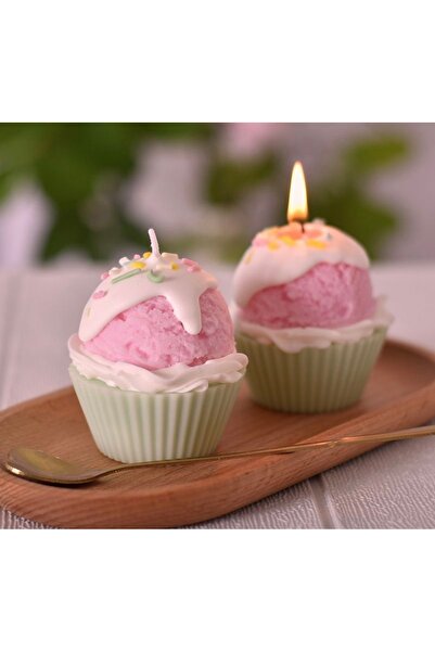 Veluna mum El Yapımı Dondurmalı Cupcake Mum 🍦💫