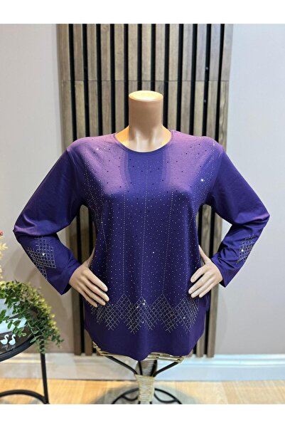 AKMAVİ Women's Combed Cotton Blouse for Middle Age and Above, Viscose Star Sh...