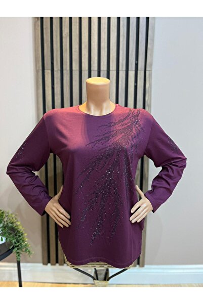 AKMAVİ Women's Embroidered Shoulder Stone-Embellished Burgundy Mother's Combe...