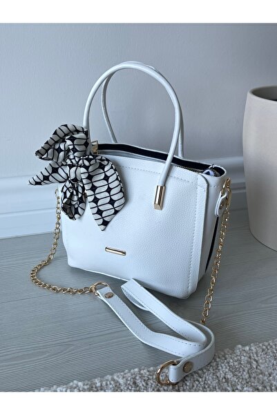 Nura Collection White Women's Leather Milas El and Shoulder Bag