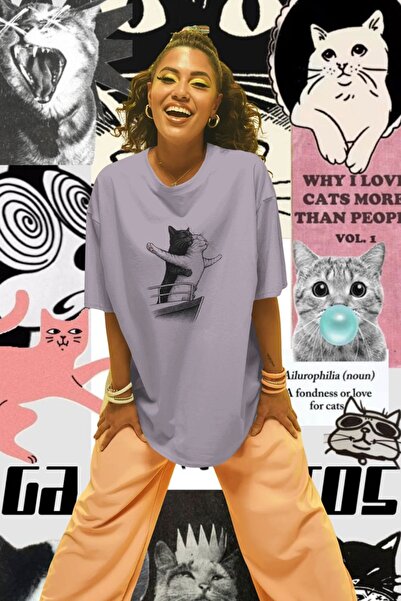 Ninkasiwear Titanic Cats Design Oversized T-Shirt 24/1 Cotton Pieces