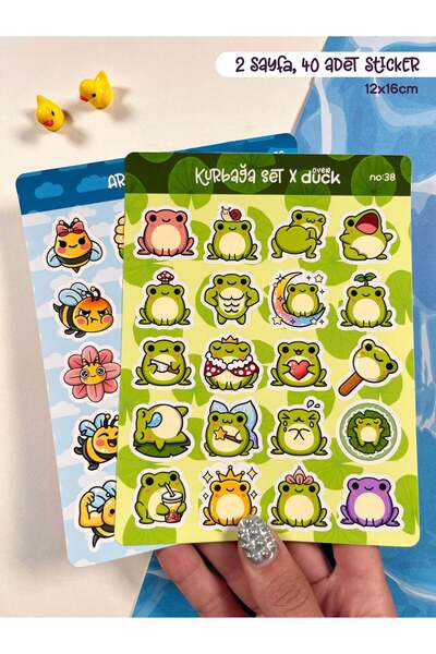 OverDuck 2’li Hayvan Sticker Seti – 40 Adet Kurbağa ve Arı Sticker Bullet Jou...