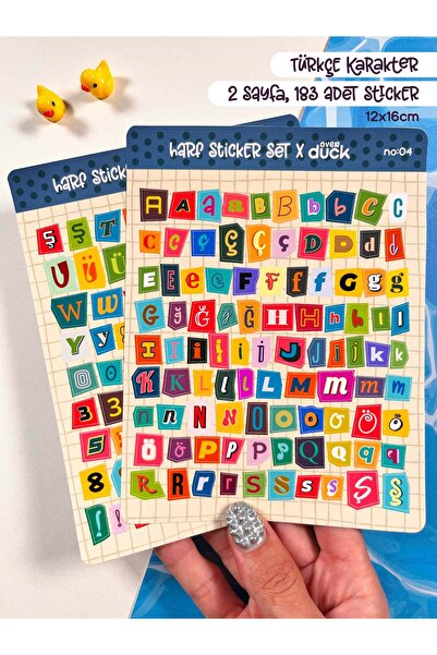 OverDuck Türkçe Ransom Harf Sticker Seti – 2 Sayfa 183 Adet Bullet Journal & ...