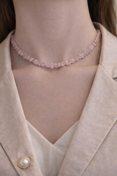ZENAURA Doğal Pembe Kuvars Kırık Taş Kolye – Rose Quartz Aşk ve Enerji Taşı K...